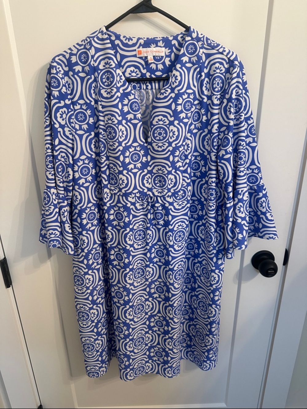 Jude Connally Blue and White Midi Dress